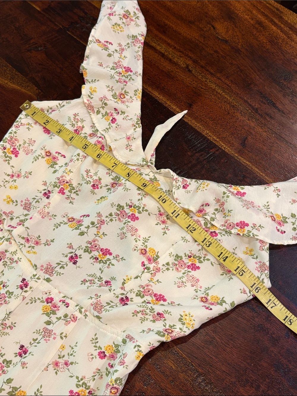 Ralph Lauren Denim & Supply Cream Floral Ruffle Tie Back Jumpsuit Romper size 2 - Picture 9 of 12